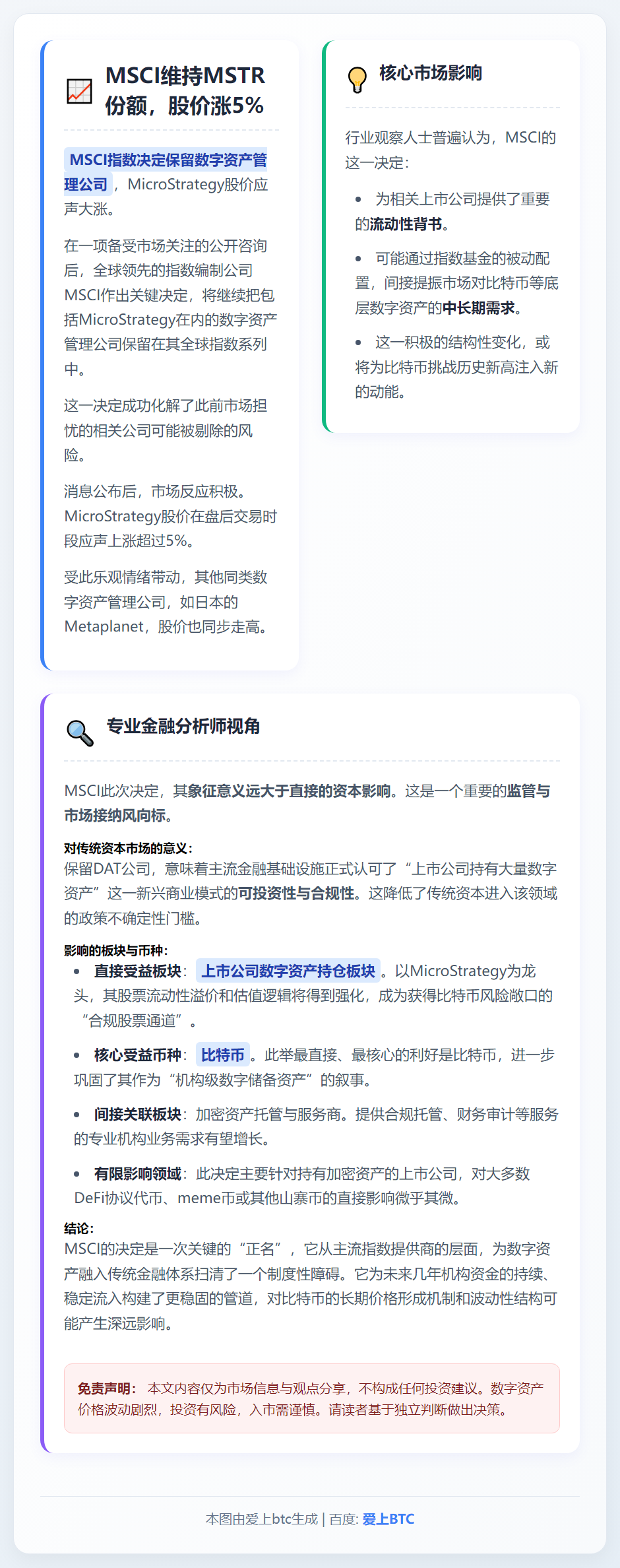 MSCI维持MSTR份额，股价涨5%