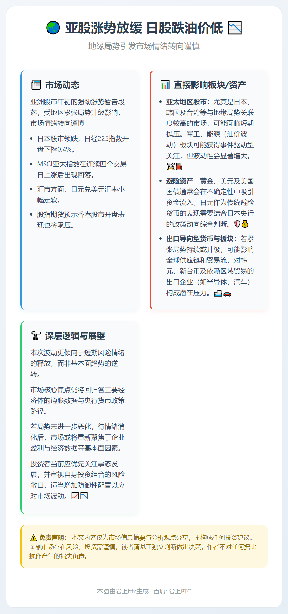 亚股涨势放缓 日股跌油价低