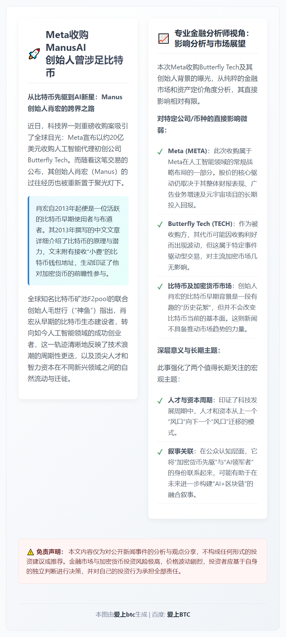 Meta收购ManusAI 创始人曾涉足比特币