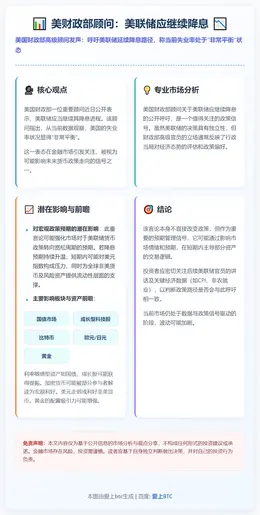 美财政部顾问：美联储应继续降息