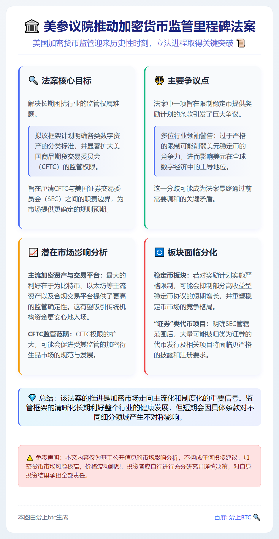 美参议院推动加密货币监管里程碑法案