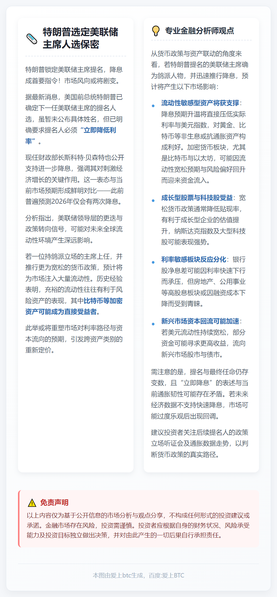 特朗普选定美联储主席人选保密