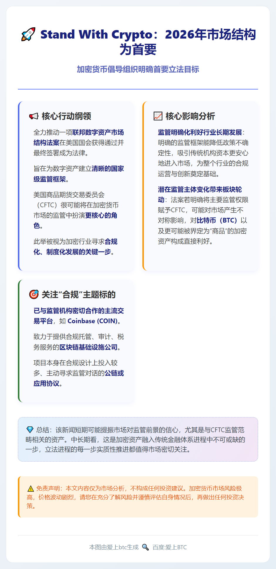 Stand With Crypto：2026年市场结构为首要