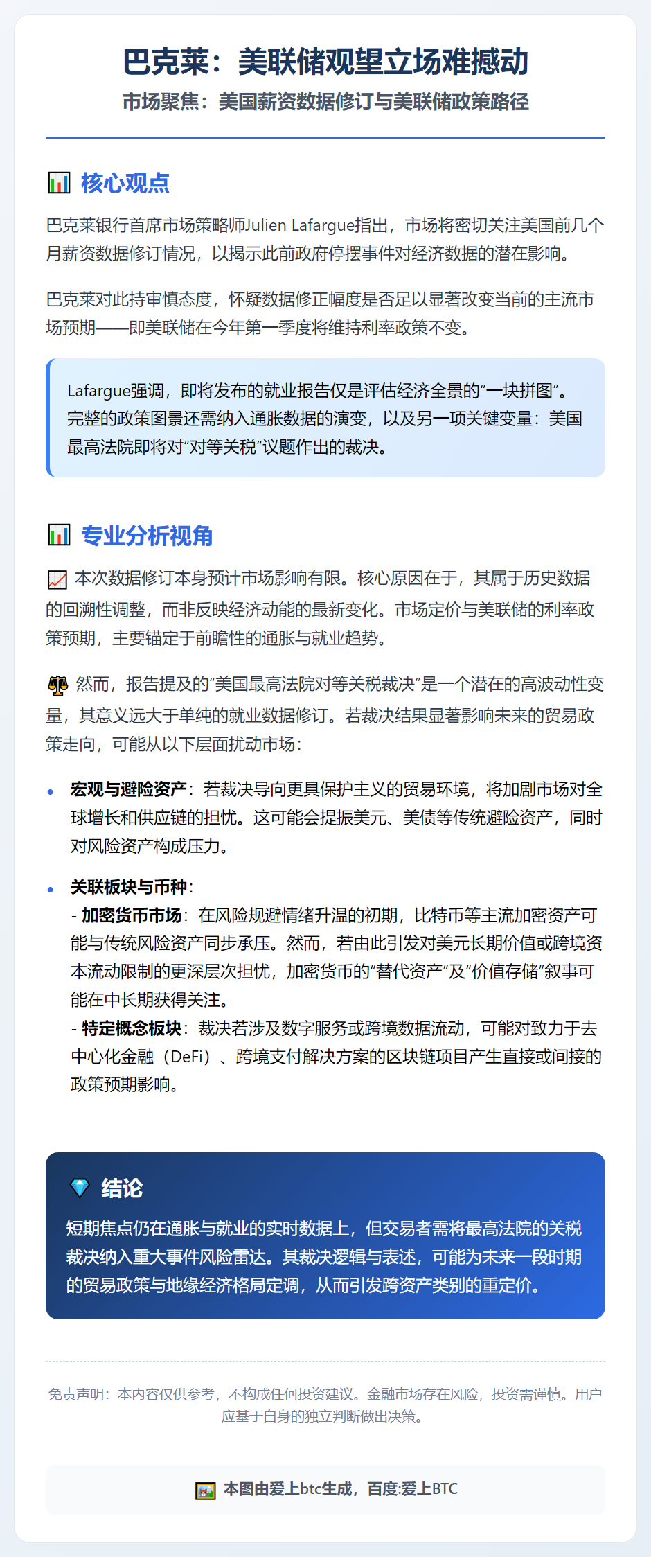 巴克莱：美联储观望立场难撼动