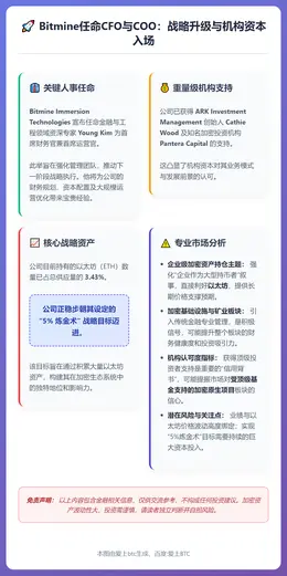 Bitmine任命CFO与COO