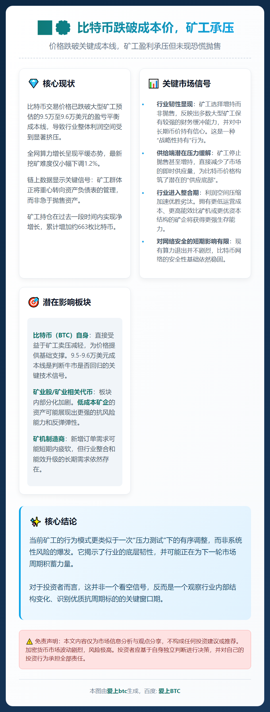 比特币跌破成本价，矿工承压