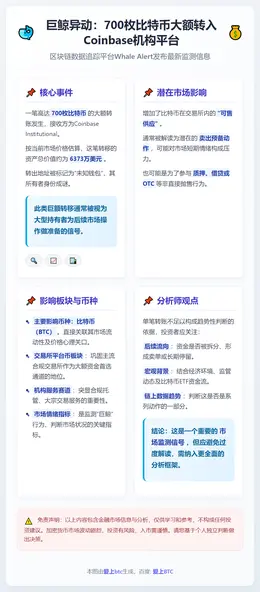 700枚比特币转至Coinbase机构钱包