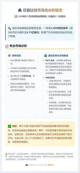 3000枚BTC在未知钱包间转移