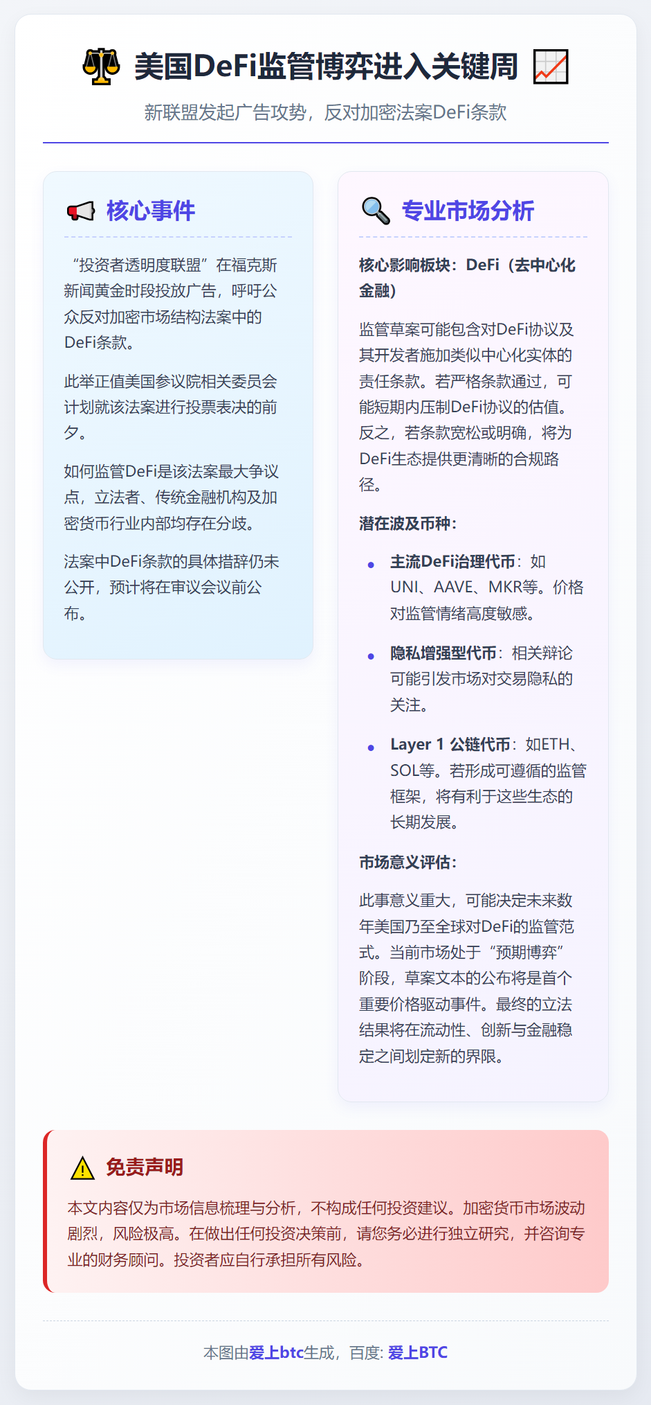 反对加密法案DeFi条款广告投放