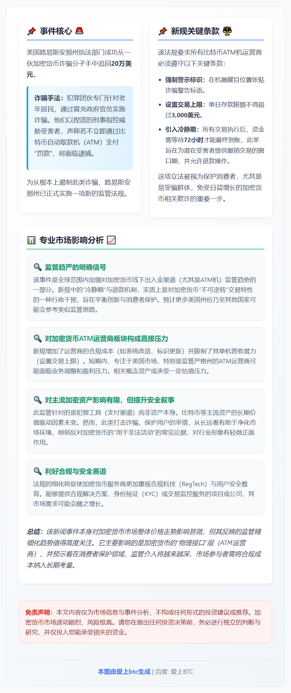 比特币ATM诈骗致老人损失 路易斯安那州追回20万