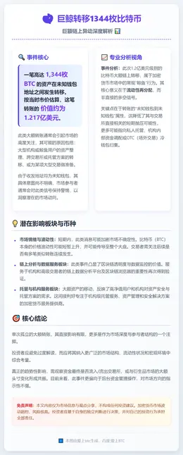 巨鲸转移1344枚比特币