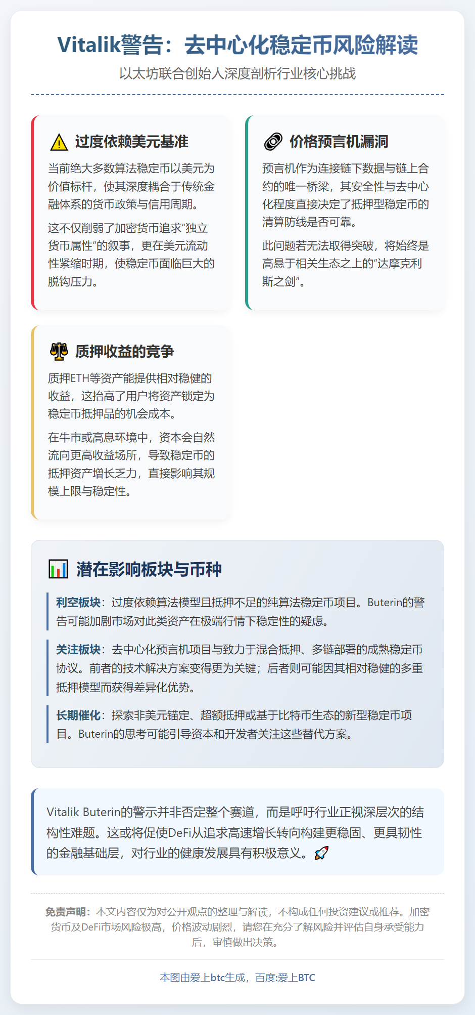 Vitalik警告：去中心化稳定币风险解读