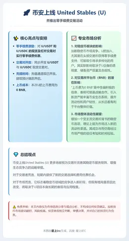 币安上线United Stables（U）并推零手续费活动