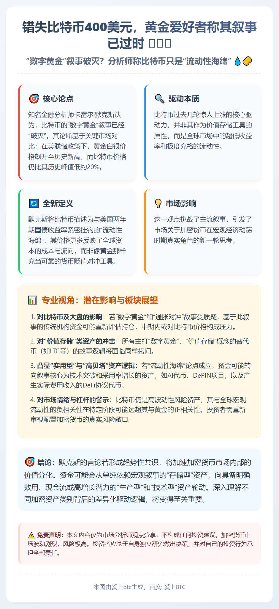 错失比特币400美元，黄金爱好者称其叙事已过时