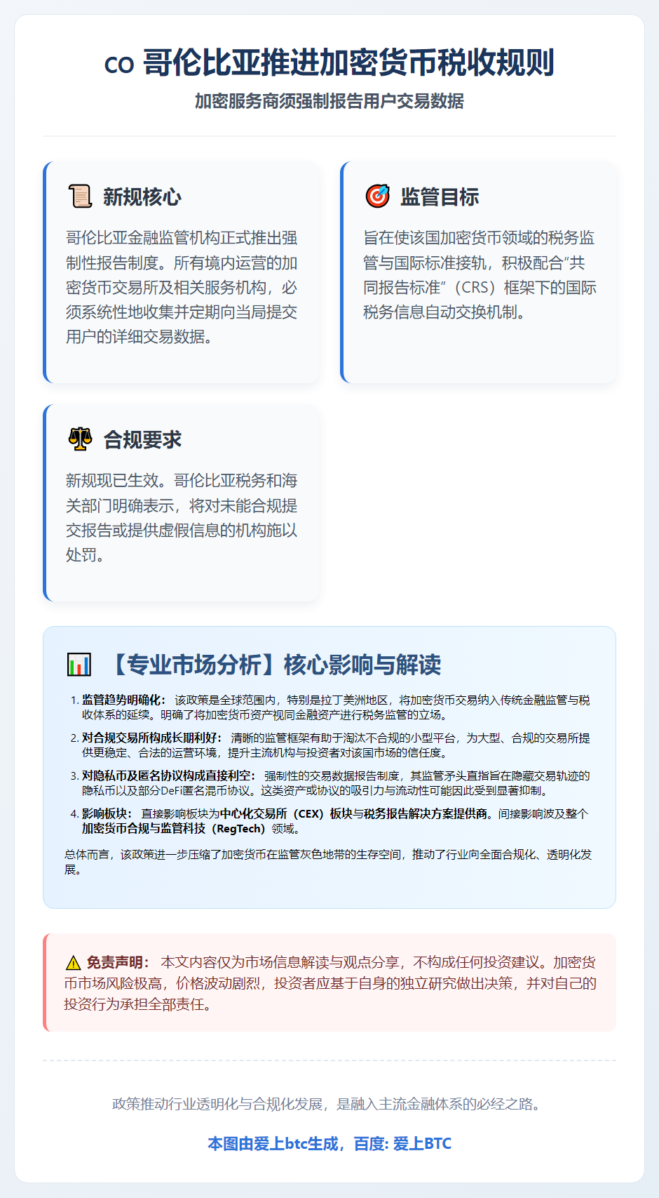 哥伦比亚推进加密货币税收规则