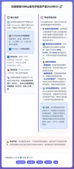 灰度新增36种山寨币评估资产至2026年Q1
