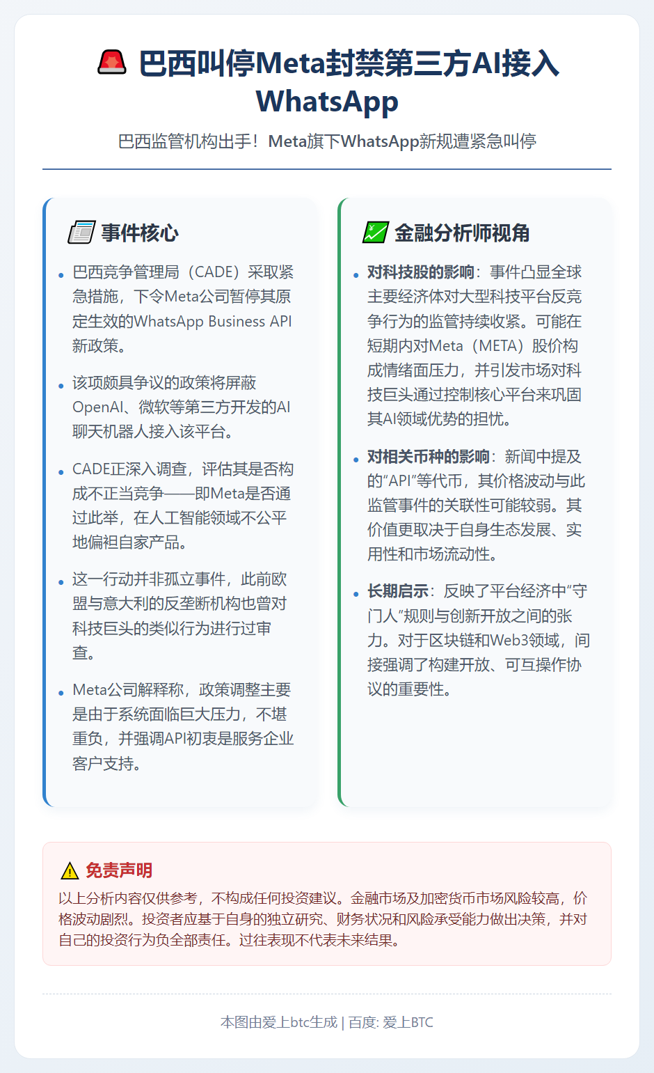 巴西叫停Meta封禁第三方AI接入WhatsApp