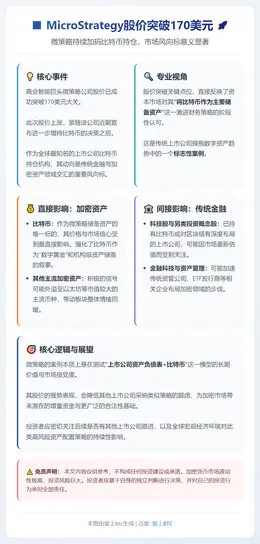 MicroStrategy股价突破170美元