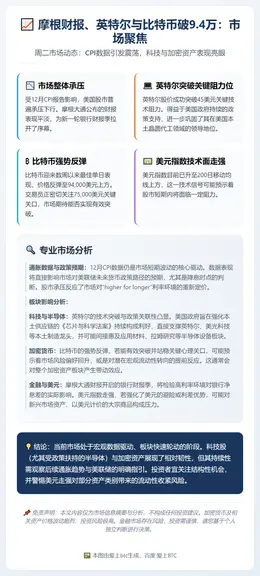 摩根财报、英特尔与比特币破9.4万：市场聚焦