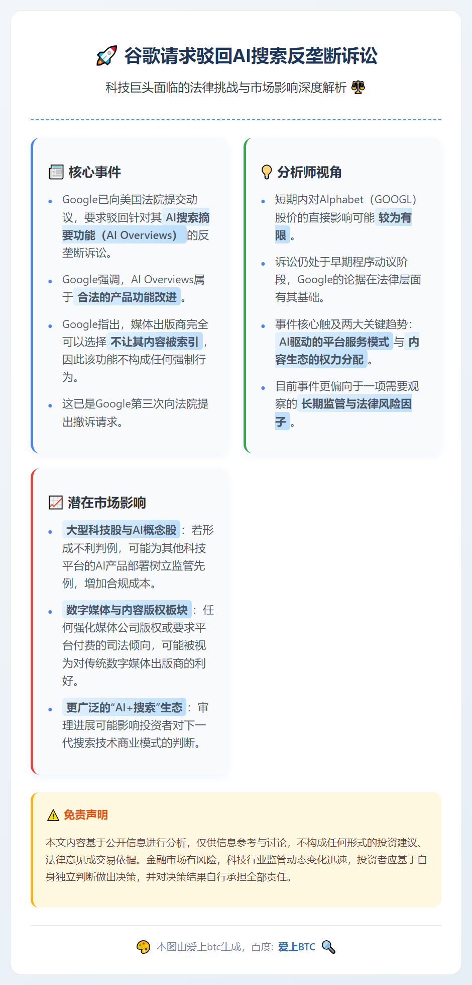 谷歌请求驳回AI搜索反垄断诉讼