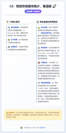 CZ：预测市场做市商少，赛道新