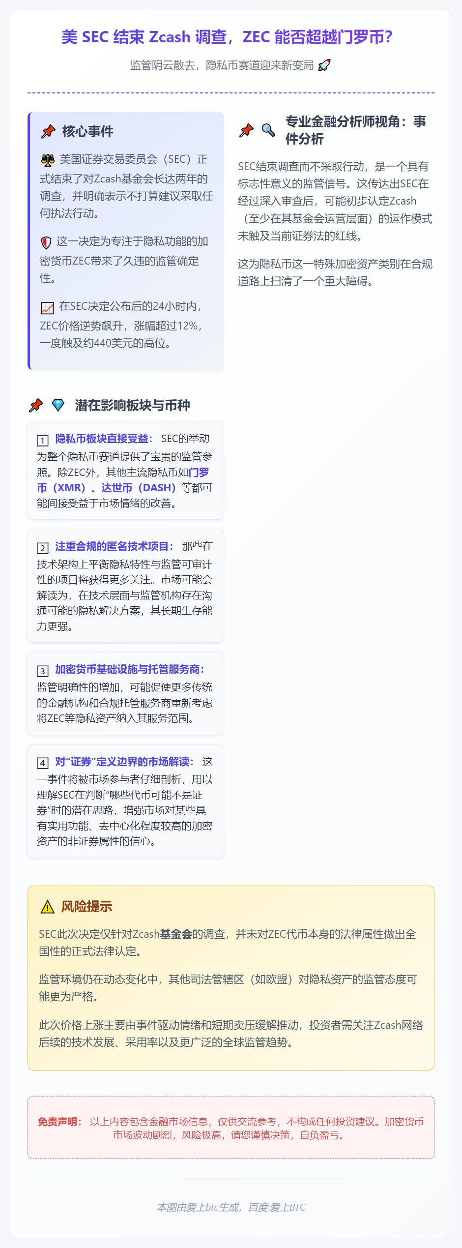 美 SEC 结束 Zcash 调查，ZEC 能否超越门罗币？