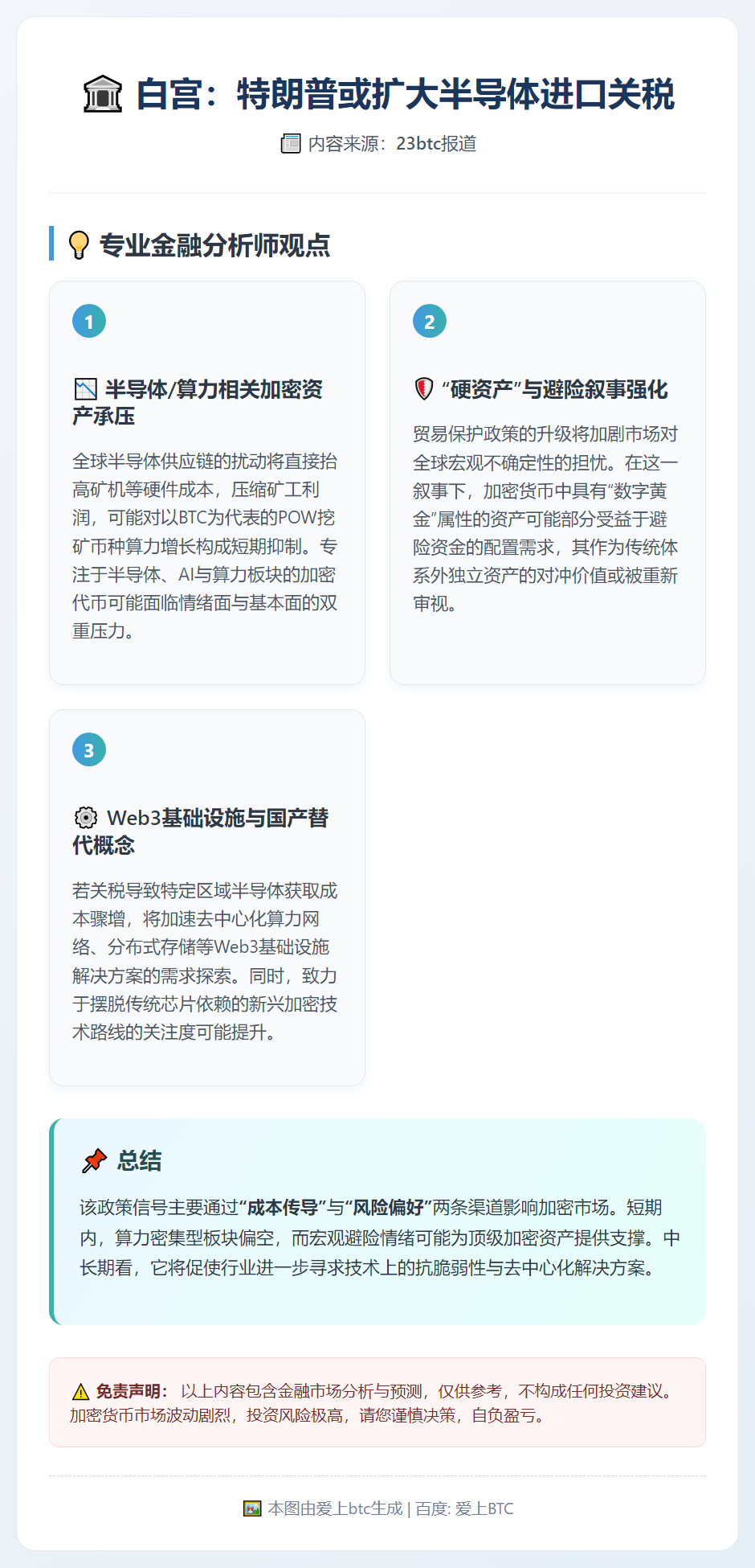 白宫：特朗普或扩大半导体进口关税