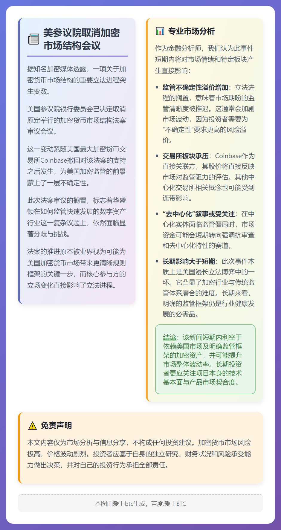 美参议院取消加密市场结构会议