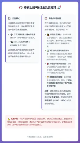 币安上线U保证金及交易对