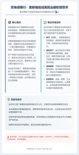 劳埃德银行：美联储或成美就业疲软替罪羊