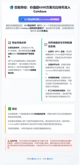 657枚比特币转入Coinbase机构钱包