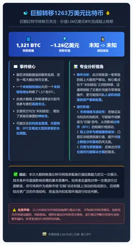 巨鲸转移1263万美元比特币