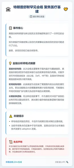 特朗普舒默罕见会晤 聚焦医疗基建