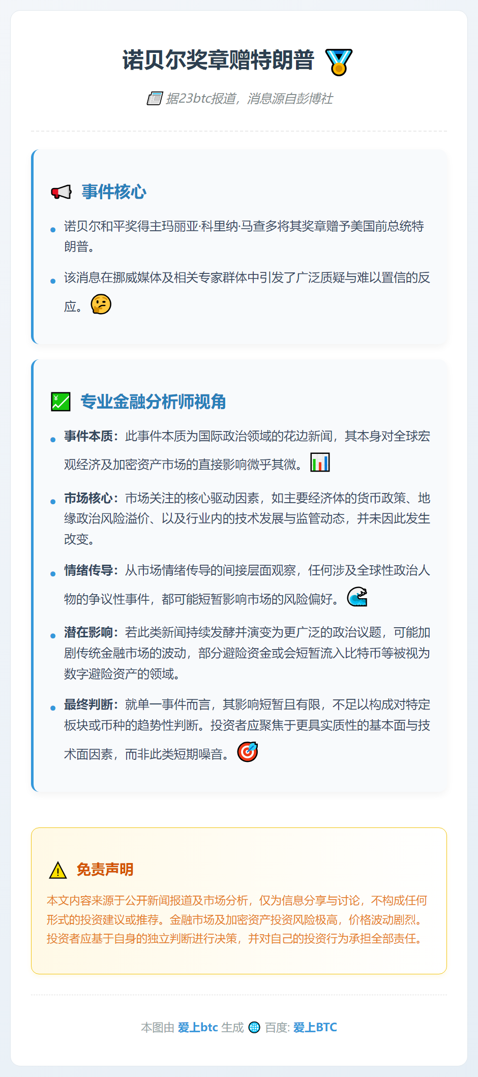 诺贝尔奖章赠特朗普