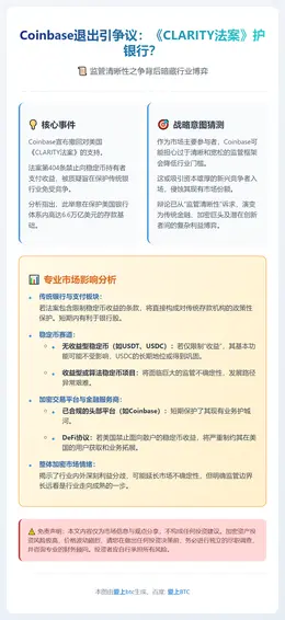 Coinbase退出引争议：《CLARITY法案》护银行？