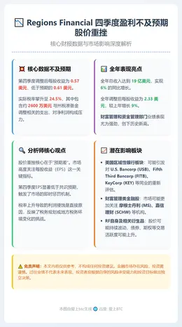Regions Financial 四季度盈利不及预期 股价