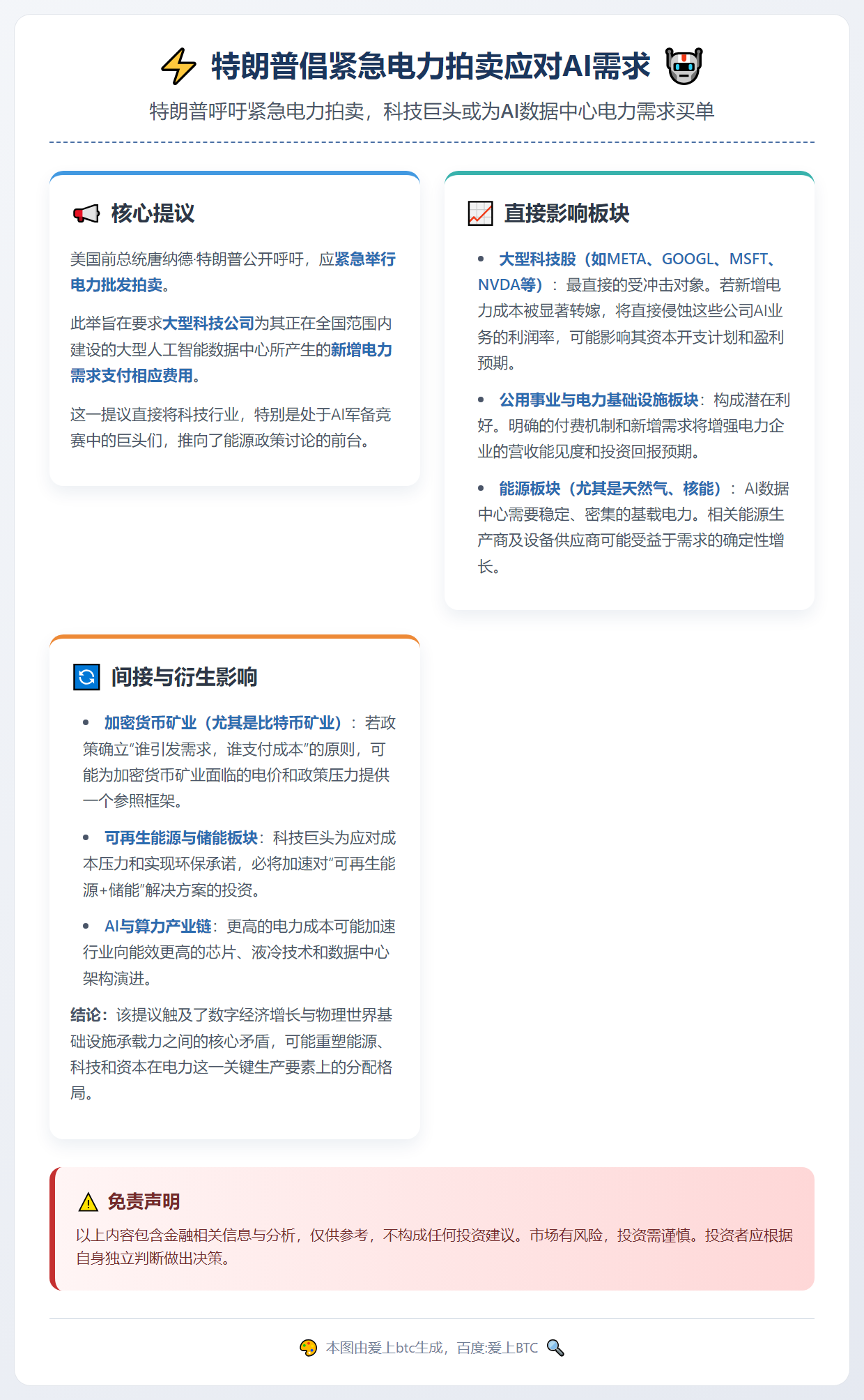 特朗普倡紧急电力拍卖应对AI需求