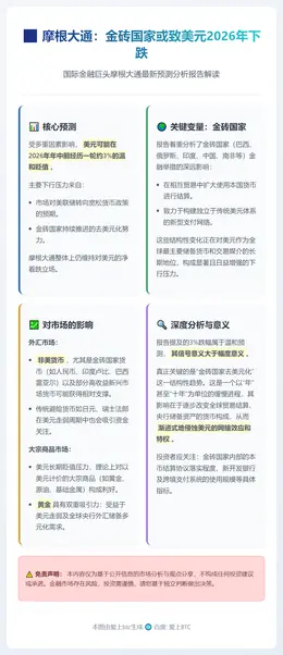 摩根大通：金砖国家或致美元2026年下跌