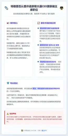 特朗普否认曾许诺摩根大通CEO美联储主席职位