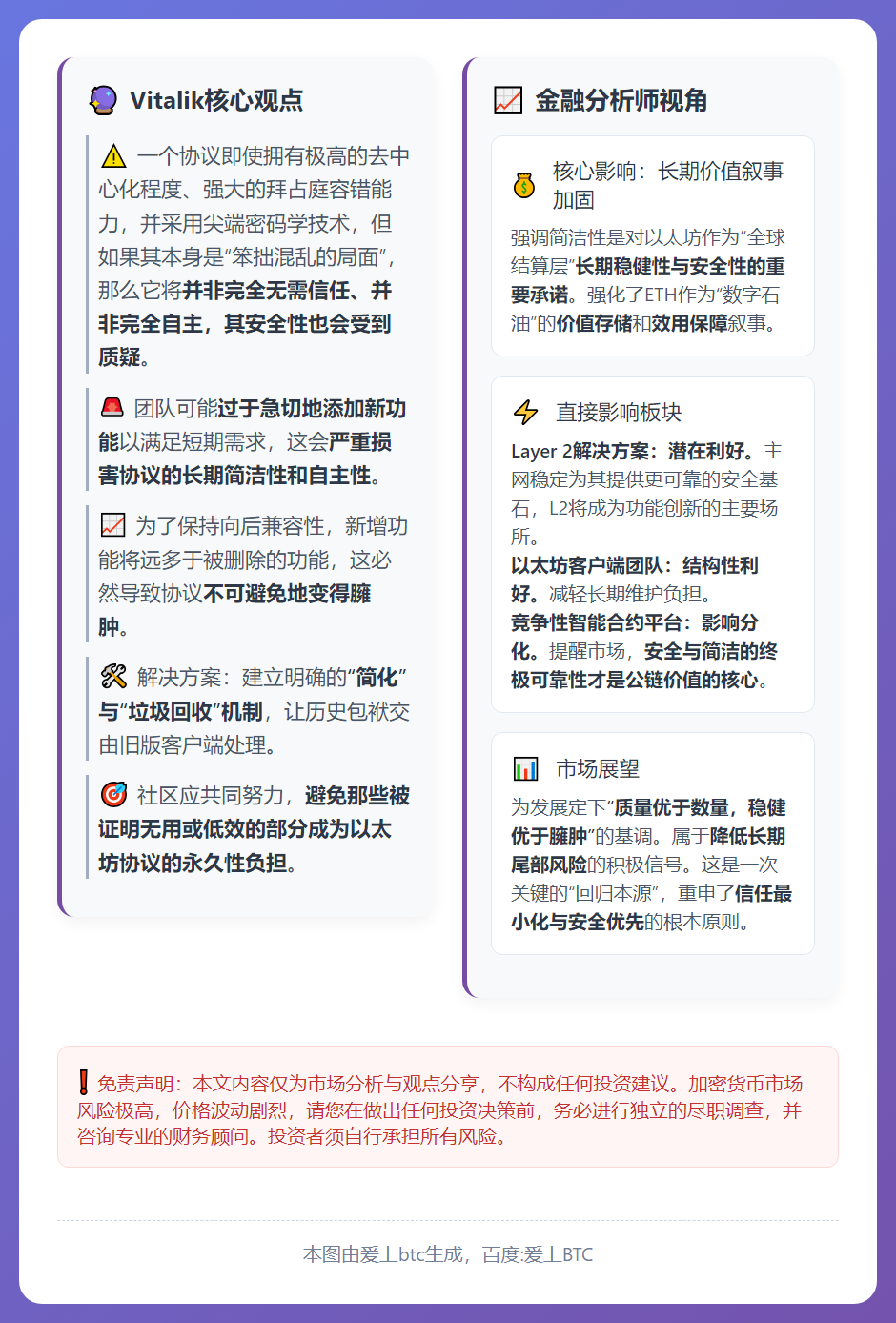Vitalik：以太坊可持续性靠协议简洁与垃圾回收