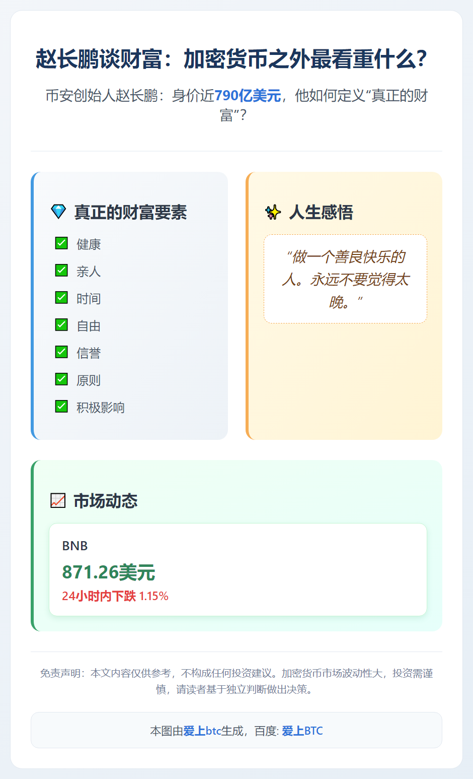 赵长鹏谈财富：加密货币之外最看重什么？
