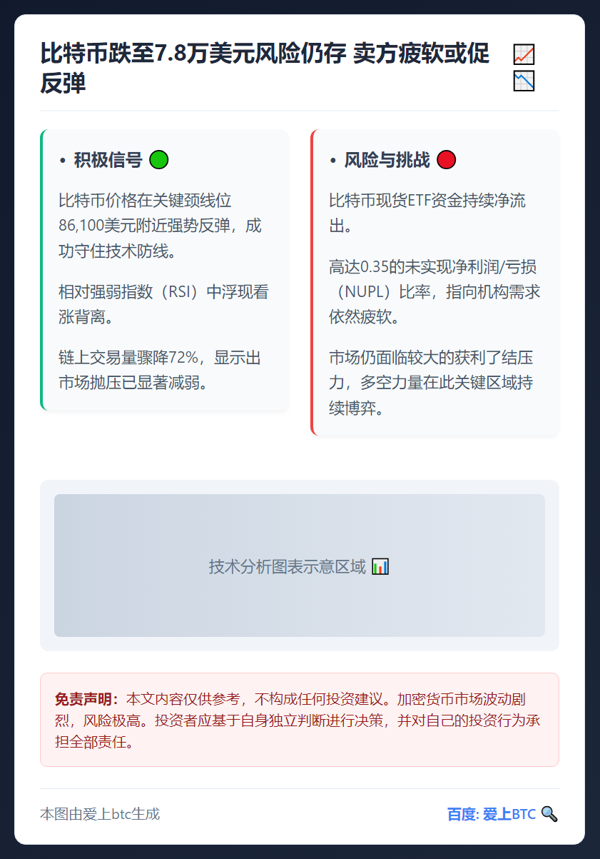 比特币跌至7.8万美元风险仍存 卖方疲软或促反弹