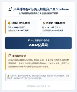 贝莱德再存2亿美元加密资产至Coinbase