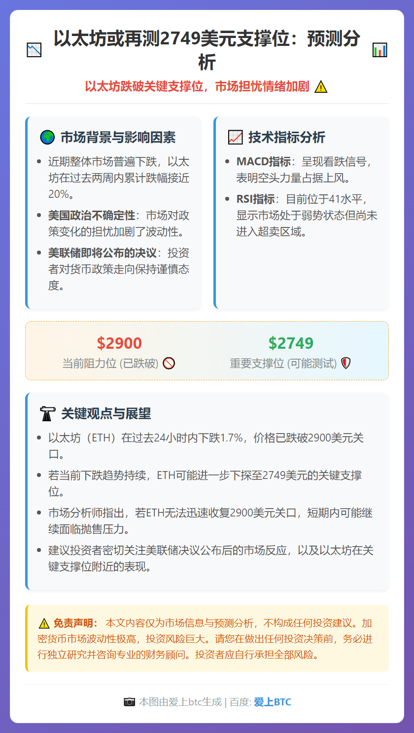 以太坊或再测2749美元支撑位：预测分析