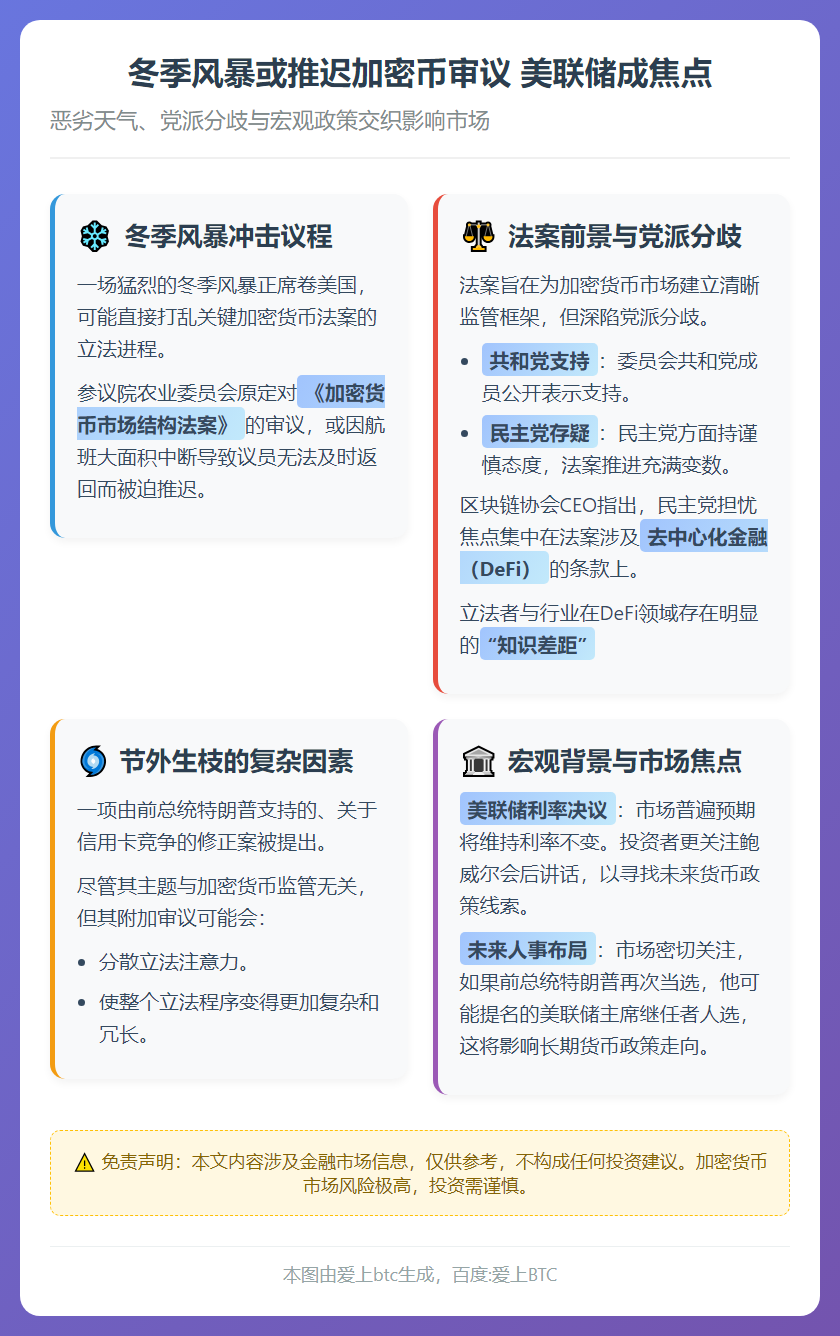 冬季风暴或推迟加密币审议 美联储成焦点