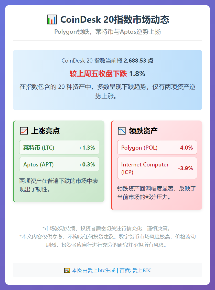 CoinDesk 20指数：Polygon领跌4%