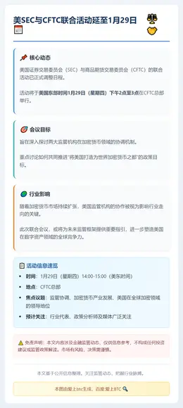 美SEC与CFTC联合活动延至1月29日