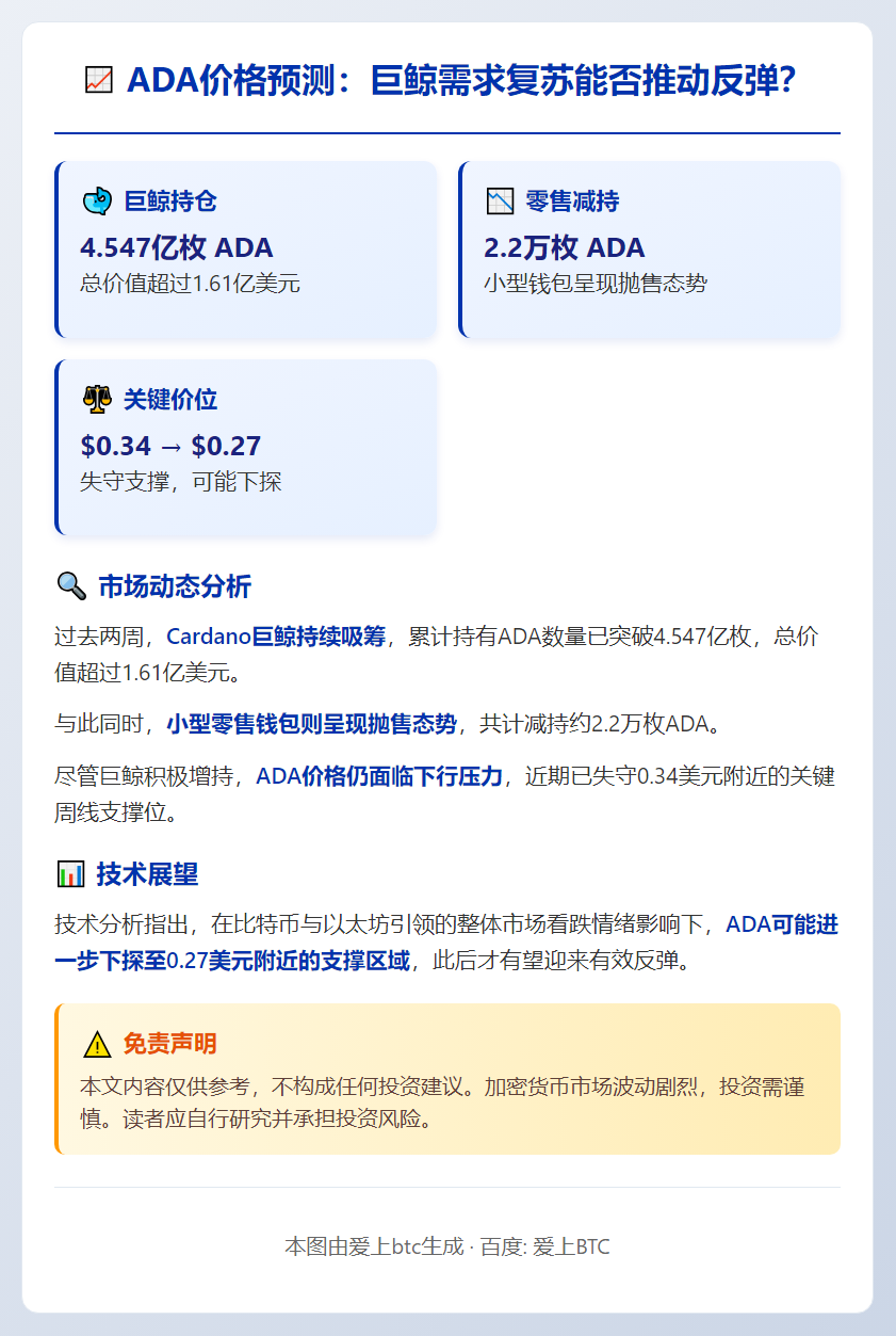 ADA价格预测：巨鲸需求复苏能否推动反弹？