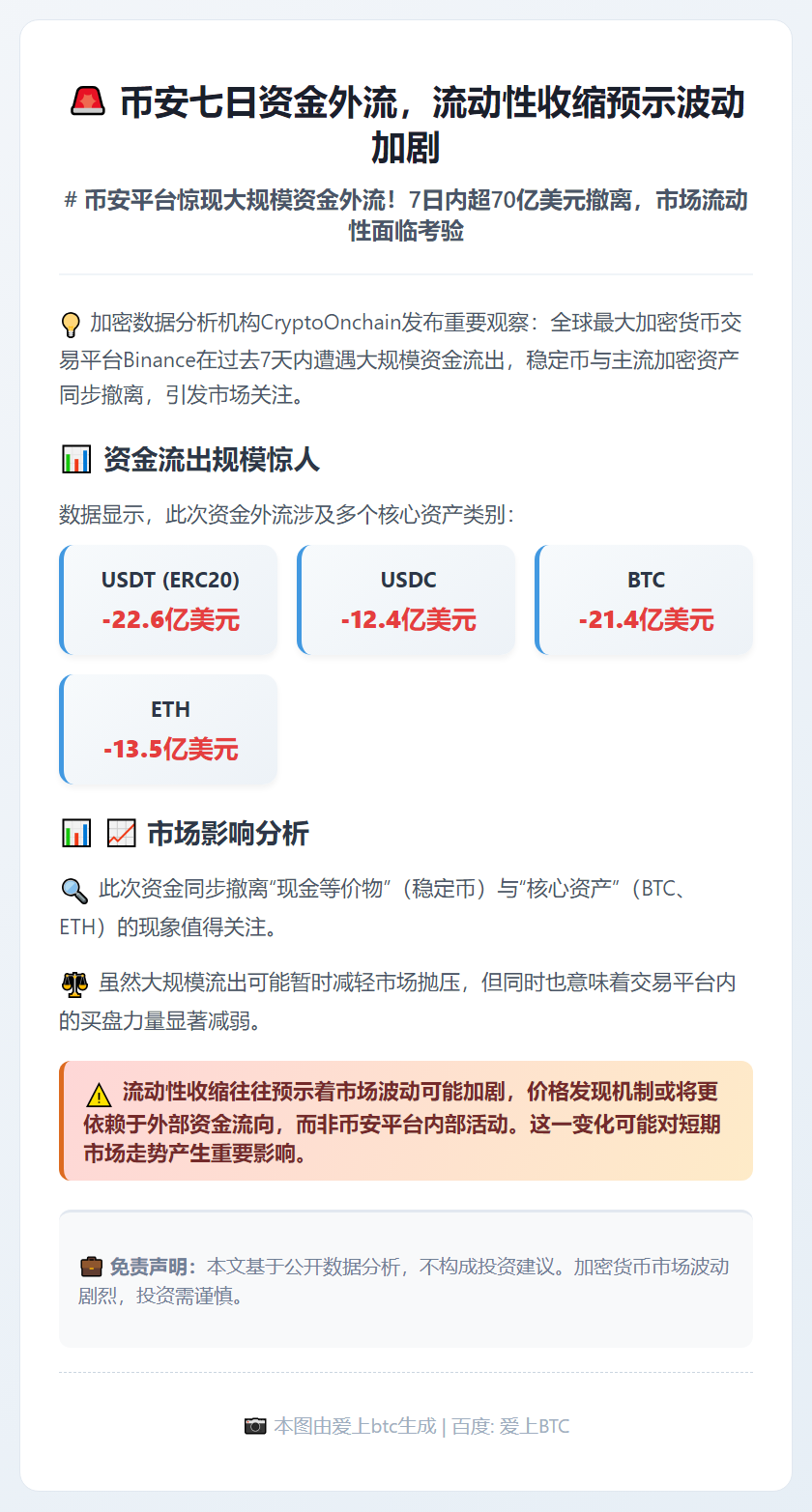 币安七日资金外流，流动性收缩预示波动加剧