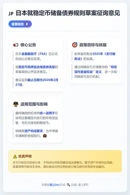 日本就稳定币储备债券规则草案征询意见